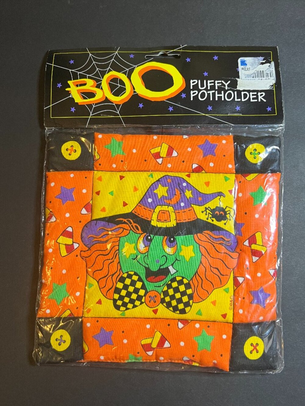 Vintage Barth & Dreyfuss Whimsical Halloween Boo Witch Puffy Potholder 7.5"